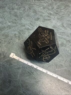 Black Zodiac Dodecahedron Decorative Stone - Constellation Engravings
